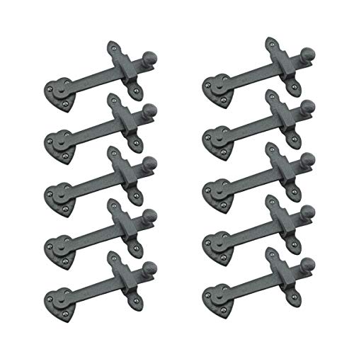 Renovators Supply Manufacturing Black Wrought Iron Heart Flip Gate Latch 4 in Fence Barn Door Lock Pack of 10 - color: 4-inch Heart, size: Pack of 10
