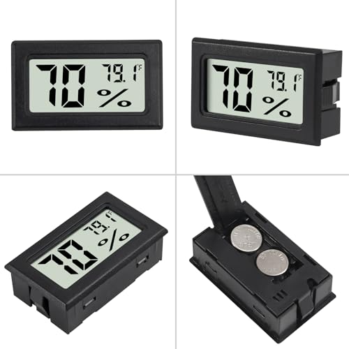 3Pcs Mini Digital Thermometer Hygrometer Electronic Temperature Humidity Gauge Meters Indoor LCD Display Fahrenheit for Greenhouse,Garden,Car Cellar and Office - color: Black-3PCS