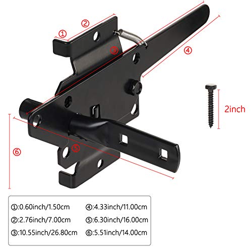 JIAHOO Post Mount Gate Latch for Wooden Fence - Heavy Duty Self Locking Gate Latch Hardware for Pool/Garden Gate Safety Latch, Automatic Fingertip Release Latches for Vinyl/Wood Fence, Black Finish