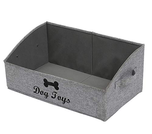 Foldable Fabric Trapezoid Organizer Box - Collapsible Basket for Dog Toys (Gray) - color: Gray, size: Large - Dog Toys