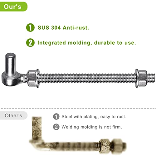 Insaga J Bolt Gate Hinge, 304 Stainless Steel Farm Gate Hinges, M12 x 10'' Gate Hinge Bolt 5/8'' for Chain Link Fence/Farm/Wooden Fence/Driveway, Supports up to 500lbs, 2pcs - color: M12-10''-2PCS