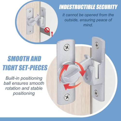 4 Pack 90/180 Degree Flip Barn Door Lock Silver Security Window Latch Zinc Alloy Right Angle Door Lock Flips Latch Lock for Barn Door Cabinet Window Bathroom Garden