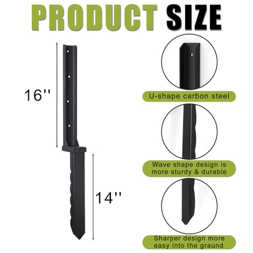 2 Pcs 30" Fence Post Repair Kit for Fix 4x4|6x6 Fence Post | Wave Design Fence Post Stake Spike ,Thickened Anchor Ground Spike for Repair Tilted,Broken Wood Post - size: 2 Pcs