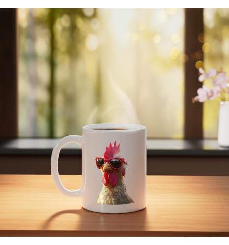 Chicken Hen Female Chick Farm Cluck Farmer Cute Chickens Ceramic Mug, White, 11oz - color: White, size: 11 Ounces