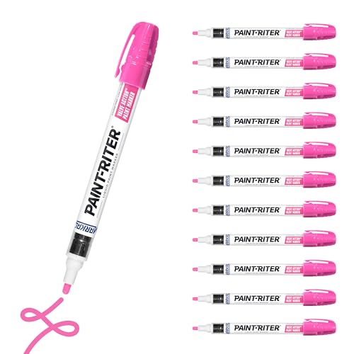 Markal 96830 Paint-Riter+ Valve Action Marker, Versatile Surface Compatibility, Bold Mark Size 1.8", Pink 12-Pack - color: Pink