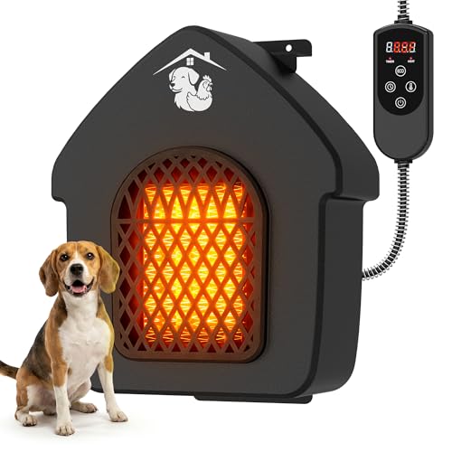 Dog House Heater with Thermostat, Outdoor Pet Heater with Anti-Bite Cord, Chicken Coop Heater, Wall-Mounted Heater for Dog House Outdoor, Suitable for Dogs Cats Chickens Hamsters