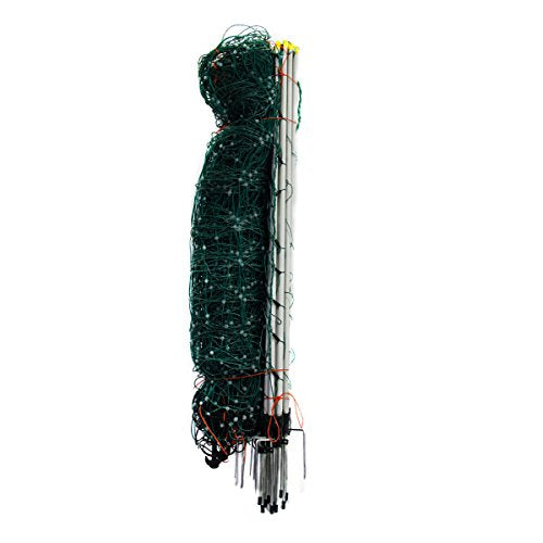 Portable Electric Fencing Net, PE Fence Netting with Condutors for Sheep and Goat with Step-in Fence Post, 35"x164', Green