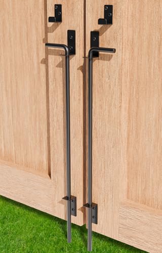 24" Heavy Duty Cane Bolt Gate Drop Rod Extra Thick Hardware Ground Latch | for Wood PVC Vinyl Metal Fences Gates, Double Doors, Black Solid Steel-2 Pack - color: 24 Inch