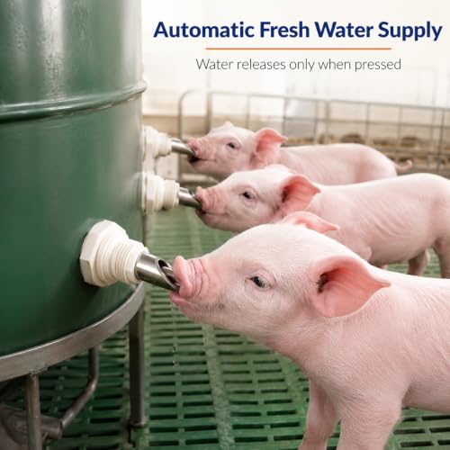 5pcs Pig Nipple Waterer for Barrel Kit – Automatic Stainless Steel Pig Drinker Feeder with Leak-Proof Connectors, Hole Opener Included, Easy DIY Installation Watering System for Pigs, Piglets, Goats