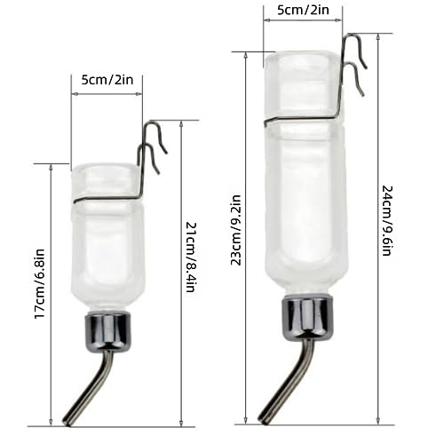 2 Pcs Pet Cage Water Bottle No Drip Small Animal Water Bottle, Hanging Waterer for Rabbit, Guinea Pig, Hedgehog, Squirrel, Rat, Chinchilla, Hamster Dispenser Bottle