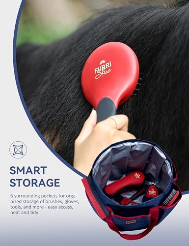 Horse Grooming Tote Bag, Waterproof Grooming Organizer with Multiple Pockets for Brushes & Tools, Stable & Show Use Navy - color: Navy