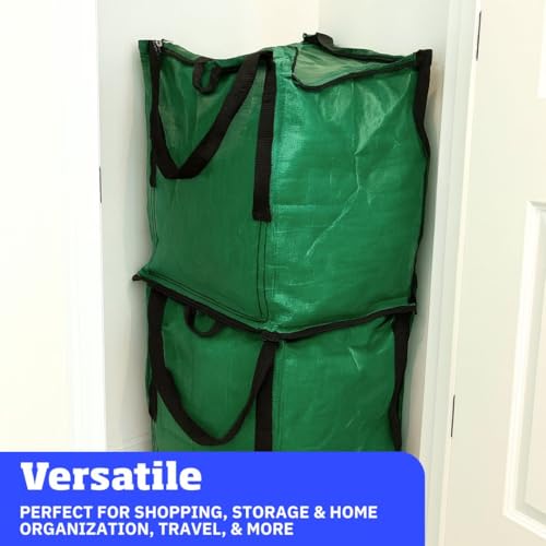 DURASACK 22-Gallon Zipper Top Heavy Duty Storage Tote Bags, Single, Green | Rugged Woven Polypropylene Moving Bag, Reusable Self-Standing Design, Holds up to 500 Pounds - color: Green, size: Medium
