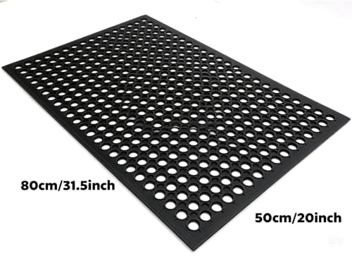 Uniboho Commercial Heavy Duty Rubber Floor Mat for Outside Non Slip 20 x 31 | For Restaurant, Kitchen, Horse Stall, Outdoor Patio, Garage, Pool, with Holes for Drainage - size: 1'7" x 2'6" (Rectangular)