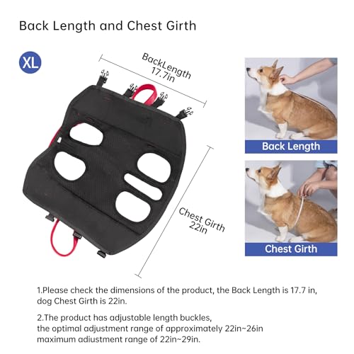 Wakytu Dog Emergency Rescue Sling - Lightweight Packable Lift Harness | with Handle - Safe Transport for Small Medium Dogs - Ideal for Hiking Skiing（22-33lbs） - size: XL（22-33lbs）