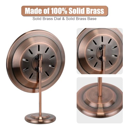 6 in Solid Brass Analog Outdoor Thermometer Hygrometer | Detachable Stand, No Battery Needed, Weather Rust Waterproof, Dual ℉/℃ Dial, For Home Office Patio Indoor Outdoor Decor - size: 6 inches