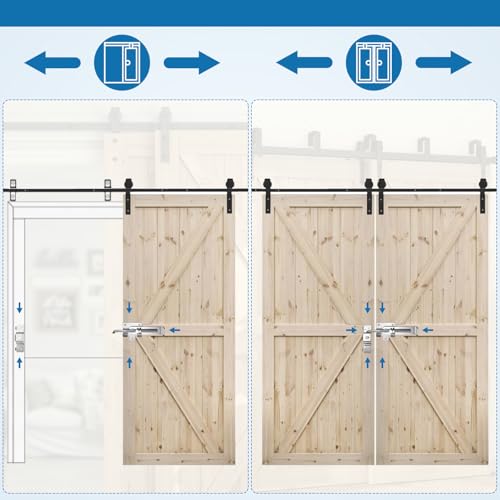 Barn Door Jamb Latch with Hook -7 Inch, Zinc Construction | Secure Sliding Door Lock for Barn and Bi-Parting Doors, Silvery Heavy Duty Barn Door Latch