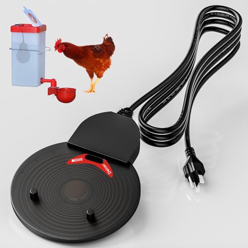 Submergible Chicken Waterer Heater, 500Watt Thermostatic Control Heated Chicken Waterer Deicer, Aluminum Aluminum Poultry Water Heater Mini Size Water De-icer for Duck Goose Bird Cow Horses Livestock