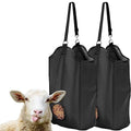 2 Pcs Hay Feeder for Goat, Nylon Goat Feeder, Slow Feed Hay Bag Less Hay Waste Tote Bag with Metal Ring and Adjustable Strap for Sheep Horses Goat and Cattle Low Feeding