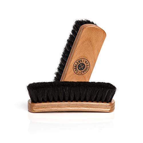 Cobbler's Choice Horsehair Shoe Brush - Premium Shoe Shine & Polish Brush | Horsehair Brush for Shoes & Boots - Buffs, Shines & Cleans Leather with a Concave Beech Wood Handle for a Comfortable Grip - color: Tan