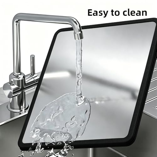 Foldable Stainless Steel Cat & Dog Splash Guard – Black Foam Strap & Edges, Food & Litter Spill Protector for Messy Eater Pets, Walls & Floors & Kitchen (15.7 * 11.8 in-4 Sises) - size: 15.7*11.8 in-4 Sises