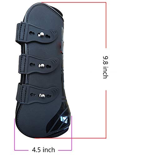 Open Front Jumping Tendon Horses Boots, Secure Leg Protection, Lightweight and Tough Dressage Horse Riding Equestrian Equipment - color: Black(Front & Hind Boots Set)