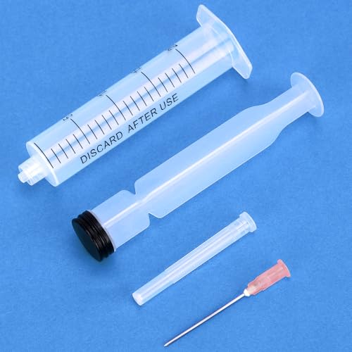 100 Pack Disposable 20ml/cc Syringes with Needle 18G 1.5”, Sterile Measuring Syringe Tool Individually Packaged for Scientific Labs, Epoxy Resin, Craft, Machine Oil, Ink or Glue Applicator