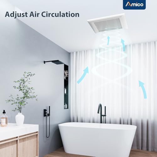 Amico Bathroom Exhaust Fan, 160 CFM, 1.5 Sones, Low Noise, ETL & FCC | Ceiling Opening 10.7'' x 10.7'', Household Ventilation Fans, Ceiling Mounted, No Attic Access Needed - size: 160 CFM (No Light)