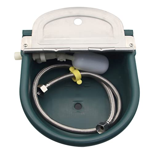Automatic Water Bowl Livestock Waterer for Horse Cattle Goat Sheep Dog | 4L Large Plastic,Sheep Water Trough Bowl With Drainage Hole&39.37 inch Pipe,Float Valve Auto Refill,Yard Farm Outdoor Use