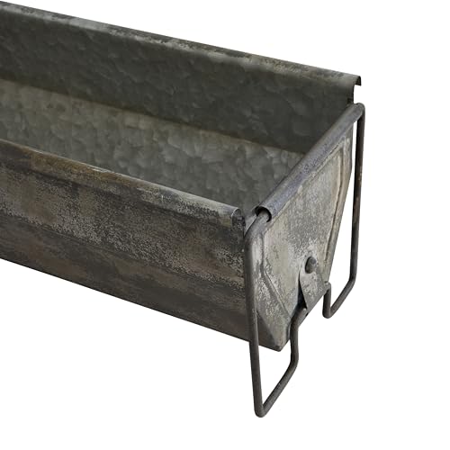 Creative Co-Op Metal Trough Container with Distressed Zinc Finish
