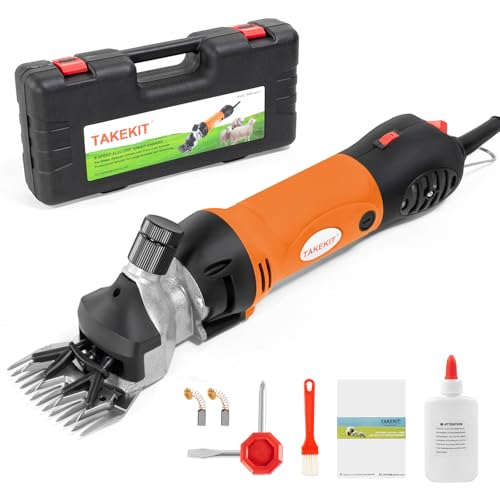 TAKEKIT Sheep Shears, 500W Professional Heavy Duty Sheep Clippers for Grooming, 6 Speeds Electric Animal Shearing Clippers for Alpacas Llamas Lambs and Large Livestock with Thick Coats - color: Yellow
