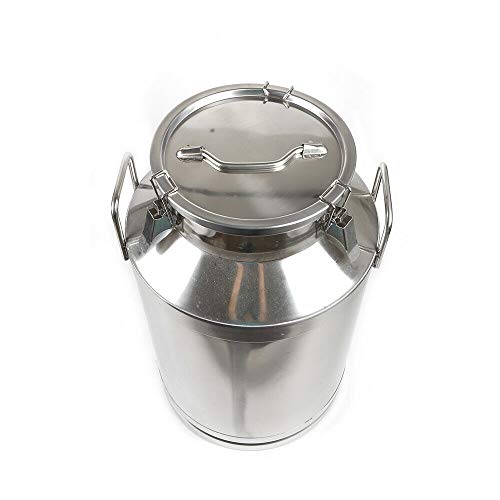Milk Can with Sealed Lid, Stainless Steel Milk Transport Cans Wine Pail Bucket Tote Jug Pot Oil Liquid Storage Barrel with 2 Handles Sealed Silicone Anti-Leak Ring Lock Belt 60L 15.85 Gallon - color: 60l