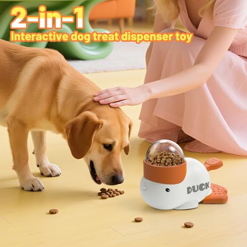 Dog Interactive Treat Dispenser Toy Food Puzzle Slow Feeder Duck-Shaped Dog Puzzle Feeders for Small Medium Dogs Cats IQ Training Reduces Bloating for Healthy Eating (White) - color: WHITE