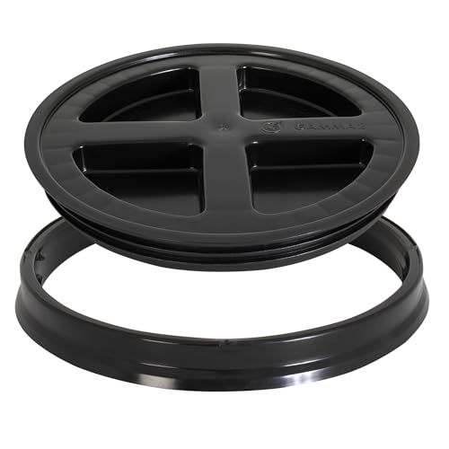 GAMMA2 Gamma Seal Lid - Pet Food Storage Container Lids - Fits 3.5, 5, 6, & 7 Gallon Buckets, Black, Made in USA - color: Black, size: Fits 3.5, 5, 6, & 7 Gallon Buckets