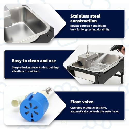 BWOGUE 3 Gal Automatic Dog Water Dispenser, Elevated Outdoor Bowl for Dogs | Automatic Water Dispenser for Dogs, Stainless Steel Pet Waterer, 9/11/13/15 in Stand, Float Valve, Big Dogs Pets Livestock