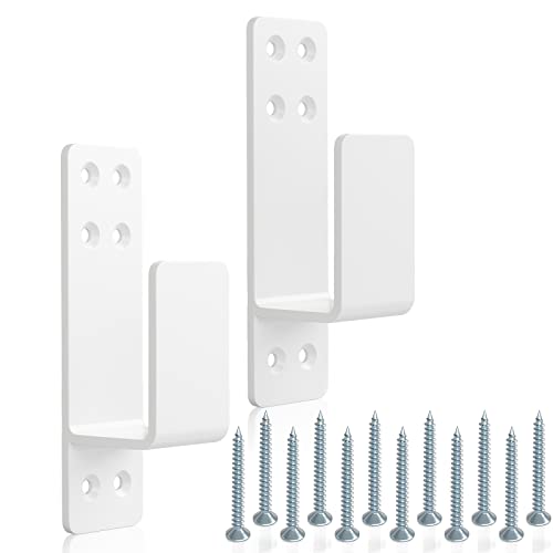 2x4 Door Barricade Brackets, Heavy Duty 2pcs, White | Door Bar Holder Brackets for Home Security - color: White