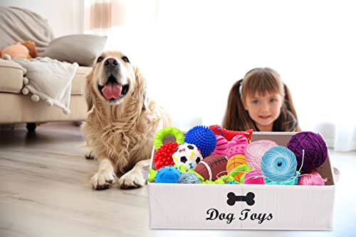 Large dog toy bin dog toy box storage box - Foldable Fabric Trapezoid Organizer Boxes with Handle, Collapsible Basket for Dog Toys (Beige-DOG) | Foldable Fabric Trapezoid Organizer Boxes with Handle, Collapsible Basket for Dog - color: Beige, size: Large