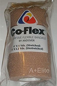 Andover CO-Flex 4"x5Yds Tan Flesh 3-Pack Cohesive Flexible Elastic Latex Bandage Compression Self Adherent Wrap Kids Children Vet Animals Pets Cats Dogs Horses 3400TN