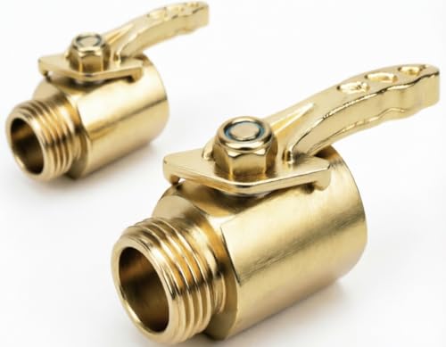 2Pack- High Flow Heavy Duty Brass Garden Hose Shut Off Valve, Garden Hose Connector Adapter Fittings - style: Brass 2Way-2Pack