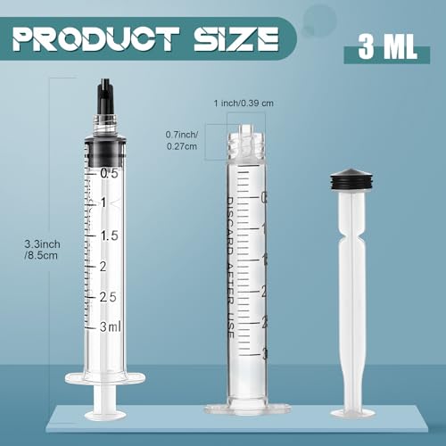 TrelaCo 50 Pack Syringe Without Needle Disposable Plastic Syringes with Cap Measuring Dispensing Tools Individually Sealed for Pets Feeding(3 ml) - size: 3 ml