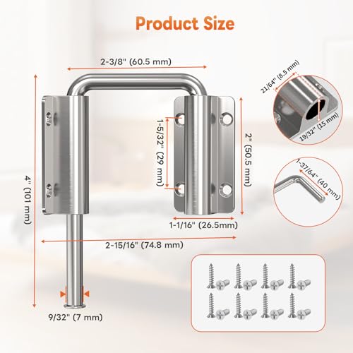 Upgraded Sliding Door Loop Lock, Gate Latches, Silver | 90/180 Degree Patio-Security U-Bolt Latch Lock for Barn Door, Closet, Fence, Window, Multi-Angle, Aluminum Alloy - color: Silver-1PC