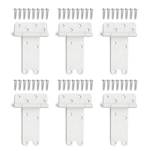 6 Pack 6" Door Hinges,280 Lbs Capacity Heavy Duty Gate Hinges, | Matte white T-Strap Shed Gate Hinges,Barn Door, Shed Doors, rust-resistant,durable (6 inch- U - 6 Pack)-Patent Pending - size: 6 inch- U - 6 Pack