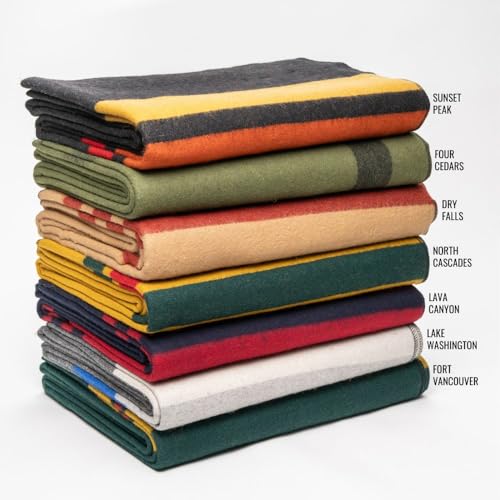 Arcturus Rainier Wool Blanket - 4.5lbs Warm, Heavy, Washable, Large | Great for Camping, Outdoors, Survival & Emergency Kits (Four Cedars) | 70% Wool, 550 GSM, Warm Even When Wet, Naturally Fire-Retardant, Triple-Washed, Home & Outdoor Adventures, 64" x 8