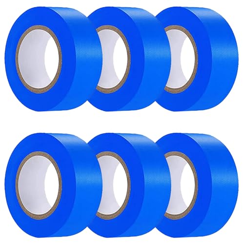 6 Pcs Dark Blue Flagging Tape,Non-Adhesive Plastic Ribbon Neon Marking Roll | 1inch*600ft, Marking Tape for Tree Marking, Hunting, Boundaries and Hazardous Areas,Trail Marking - color: Dark Blue