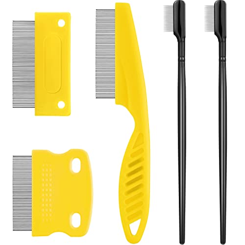 5 Pieces Dog Eye Combs Tear Stain Remover Combs Pet Grooming Comb for Small Dogs Gently Removing Eye Mucus and Crust (Yellow, Black) - color: Black,Yellow