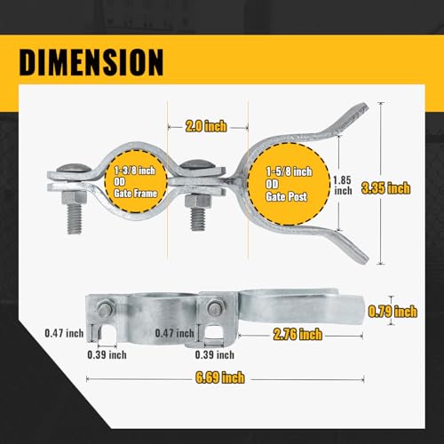 VIVIDA 1-3/8" x 1-5/8" Chain Link Gate Latch, Fence Gate Fork Latch, 1 PCS | Galvanized Fence Gate Lock, Chain Link Fence Parts, Bolts & Nuts Included - size: 1-3/8" x 1-5/8" (1 PCS)