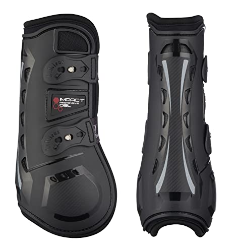 LeMieux Impact Responsive Horse Tendon Boots - Protective Gear and Training Equipment - Equine Boots, Wraps & Accessories - Tendon Protection and Support (Black/Medium)