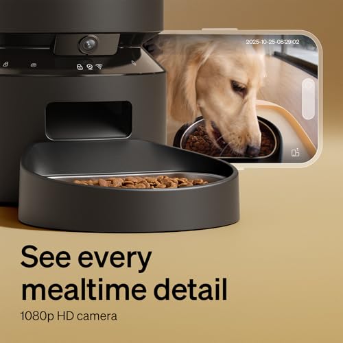 PETLIBRO Automatic Cat Feeder with Camera, 1080P HD Video with Night Vision, 5G WiFi Pet Feeder with 2-Way Audio, Low Food & Blockage Sensor, Motion & Sound Alerts for Cat & Dog Single Tray - color: Black, size: 5l-camera