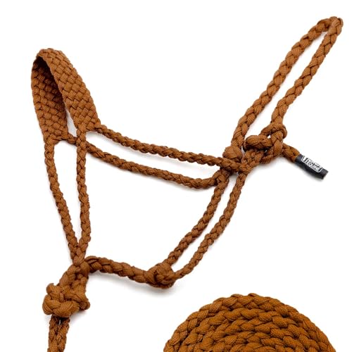 Jeffers Equine Braided Mule Tape Halter with 10' Detachable Lead Rope Set for Horses, 14 to 18 Hands - Stylish Design with Adjustable Poll Strap, Easy to Use Western Tack - Bronze - color: Bronze