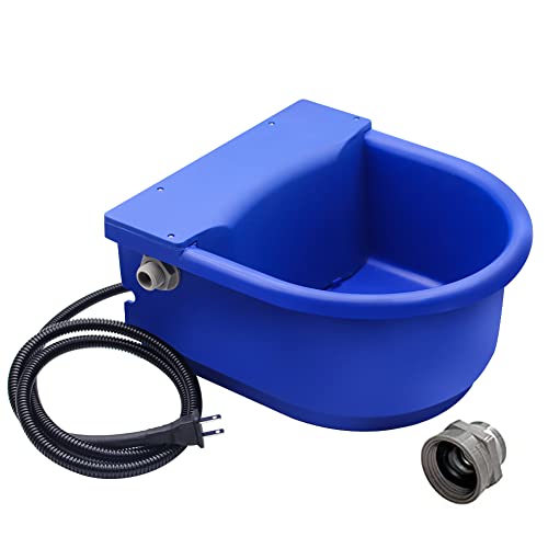 Automatic Heated Dog Waterer Bowl Feeder Constant Temperature Dispenser 3L Outdoor Thermal Bowl with Float Ball Valves for Pet Dog Horse Cattle Goat Sheep (Blue) - color: Blue
