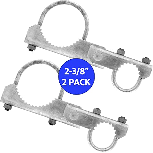 Chain Link Fence 180 Degree Commercial Duty Gate Hinge-for 2-3/8" Outside Diameter Gate Post/Pipe & 1-5/8 Thru 1-7/8" Gate Frame. Chain Link Post Gate Hinge - Hinge U Bolts Included - 2 Hinge Assy. - size: 2-3/8" Post - 2 Pack